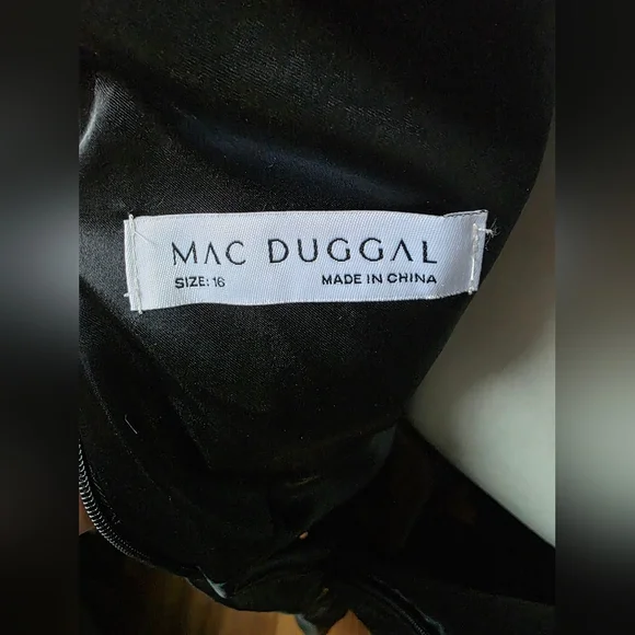 NWT Mac Duggal Plunging Ruffled Rosette A-Line Cocktail Dress Size 16 - Picture 14 of 15